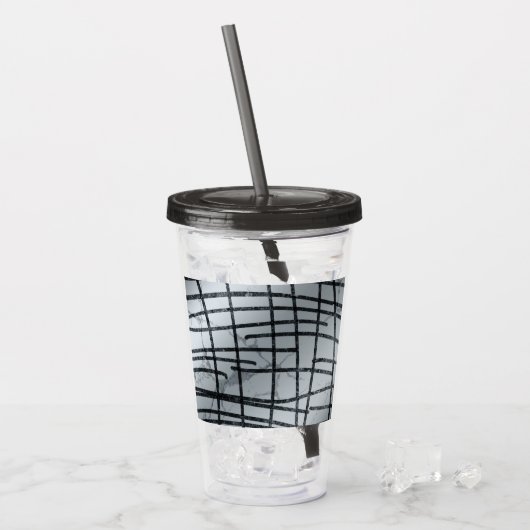 Silver Abstrakt Lines Acryltrinkbecher (Vorderseite Ice)