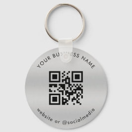 Silver Add your Custom Business QR Code Scan Schlüsselanhänger