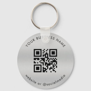 Silver Add your Custom Business QR Code Scan Schlüsselanhänger