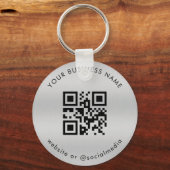 Silver Add your Custom Business QR Code Scan Schlüsselanhänger (Vorderseite)