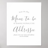 Silver Address a Envelope Baby Shower Sign Poster (Vorne)
