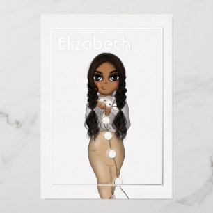 Silver African American Christmas Birthday Foil Folieneinladung