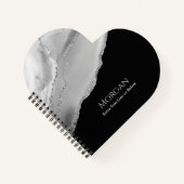 Silver Agate & Glitzer, Name und Textzeile auf Sch Notizblock (Vorderseite)