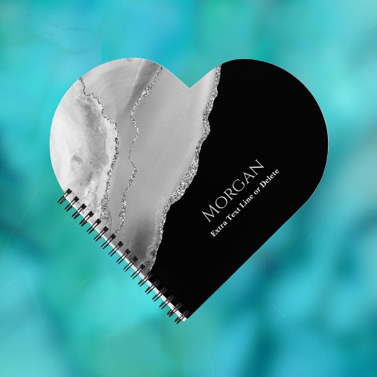 Silver Agate & Glitzer, Name und Textzeile auf Sch Notizblock