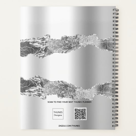 Silver agate Marmornamensskript elegant 2023 Planer (Rückseite)