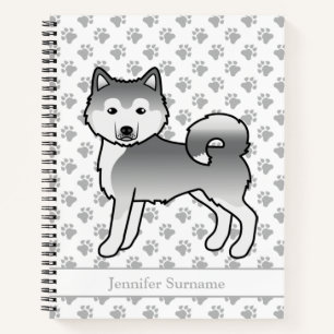 Silver Alaskan Malamute Dog & Custom Text Notizblock