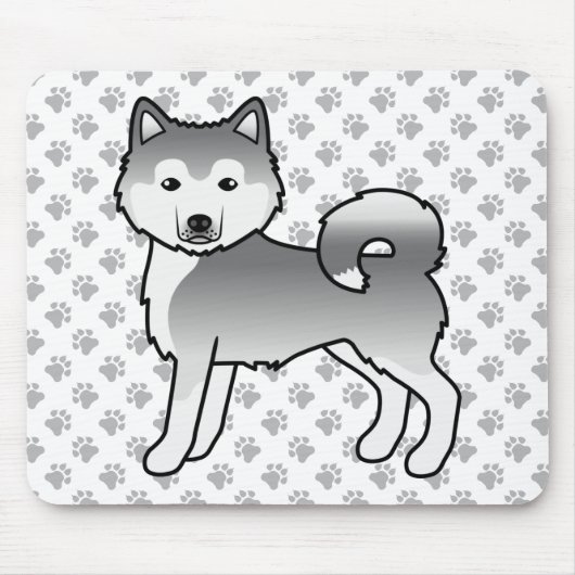 Silver Alaskan Malamute Niedlich Cartoon Dog Mousepad (Vorne)