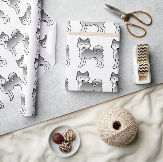 Silver Alaskan Malamute Niedlich Dog Muster Geschenkpapier (Kunsthandwerk)