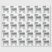 Silver Alaskan Malamute Niedlich Dog Muster Geschenkpapier (Flach)