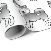 Silver Alaskan Malamute Niedlich Dog Muster Geschenkpapier (Rolleneckpunkt)