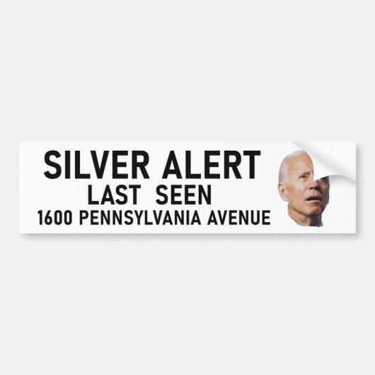 Silver Alert Joe Biden Autoaufkleber (Vorne)