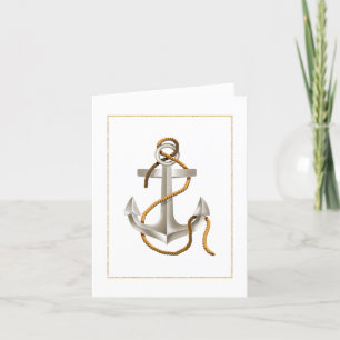 Silver Anchor and Rope Jeder Anlass Note Card Dankeskarte