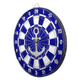 Silver Anchor auf Navy Blue und White Dart Board Dartscheibe (Vorderseite rechts)