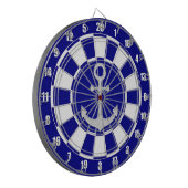 Silver Anchor auf Navy Blue und White Dart Board Dartscheibe (Vorderseite Links)