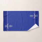 Silver Anchor & Monogram auf Deep Blue Badhandtuch Set (Handtuch)
