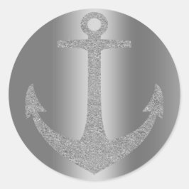 Silver Anchor Nautical Glam Geburtstagspartei Runder Aufkleber