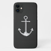 Silver Anchor on Carbon Fibre Case-Mate iPhone Hülle (Rückseite)