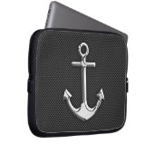 Silver Anchor on Carbon Fibre Decor Laptopschutzhülle (Vorne Rechts)