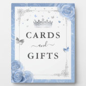 Silver and Baby Blue Rose Karten und Geschenke Zei Fotoplatte (Vorderseite)