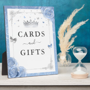 Silver and Baby Blue Rose Karten und Geschenke Zei Fotoplatte