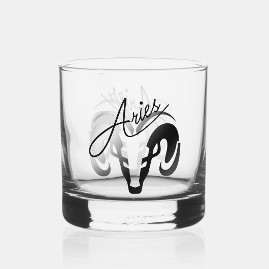 Silver and Black Aries: Der rohe Zodiac Whiskyglas (Vorderseite)