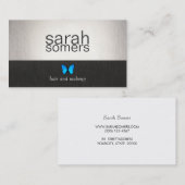 Silver and Black Blue Butterfly Salon und Wellness Visitenkarte (Vorne/Hinten)
