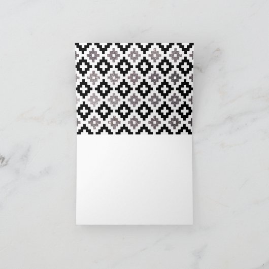 Silver and Black Boho Aztec Vielen Dank Dankeskarte (Innenseite)