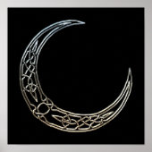 Silver And Black Celtic Crescent Moon Poster (Vorne)