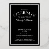 Silver and Black Class of 2025 Graduation Party Folieneinladung (Rückseite)