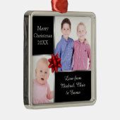 Silver and Black Custom Photo Personalised Gift Ornament Aus Metall (Rechts)