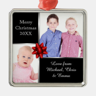 Silver and Black Custom Photo Personalised Gift Ornament Aus Metall