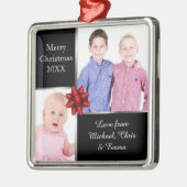 Silver and Black Custom Photo Personalised Gift Ornament Aus Metall (Links)