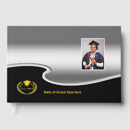 Silver and Black design Photo Gold Text Gästebuch