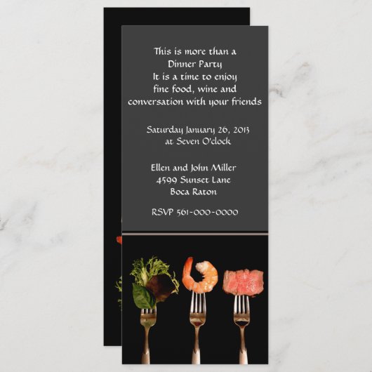 Silver and Black Dinner Party Einladung (Vorne/Hinten)