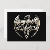 Silver and Black Dragon trine Celtic Knots Art Postkarte (Vorne/Hinten)