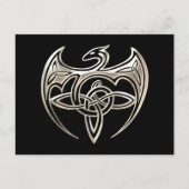 Silver and Black Dragon trine Celtic Knots Art Postkarte (Vorderseite)