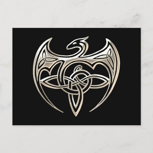 Silver and Black Dragon trine Celtic Knots Art Postkarte (Vorderseite)