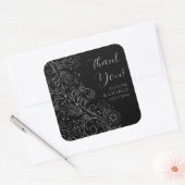 Silver and Black Elegant Floral Wedding Vielen Dan Quadratischer Aufkleber (Umschlag)