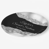 Silver and Black Glam Tränen 16 . Geburtstag Pappteller (Schrägansicht)