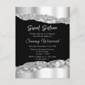Silver and Black Glam Tränen 16 . Geburtstag Postkarte (Vorderseite)