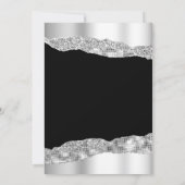 Silver and Black Glam Tränen Silvester Party Einladung (Rückseite)