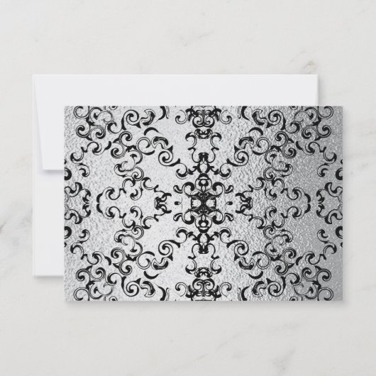 Silver and Black Gothic Wedding Einladung (Rückseite)