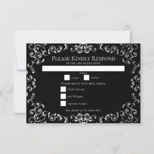 Silver and Black Gothic Wedding Einladung