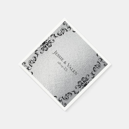 Silver and Black Gothic Wedding Serviette (Ecke)