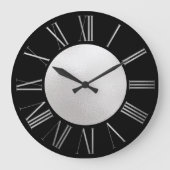 Silver and Black on SIlver Foil Large Clock Große Wanduhr (Vorderseite)