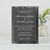 Silver and Black Sparkle Wedding Einladung (Stehend Vorderseite)