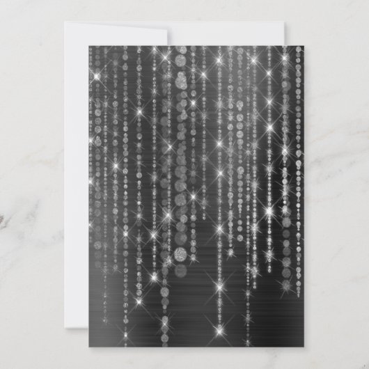Silver and Black Sparkle Wedding Einladung (Rückseite)