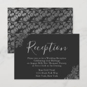 Silver and Black Wedding Reception Begleitkarte (Vorne/Hinten)