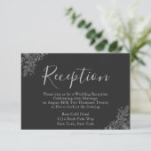 Silver and Black Wedding Reception Begleitkarte (Stehend Vorderseite)