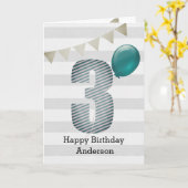 Silver and Blue 3. Geburtstag Karte (Gelbe Blume)